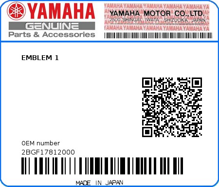 Product image: Yamaha - 2BGF17812000 - EMBLEM 1 