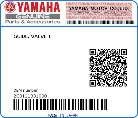 Product image: Yamaha - 2C0111331000 - GUIDE, VALVE 1 