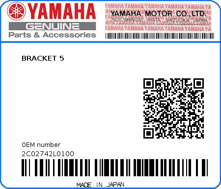 Product image: Yamaha - 2C02742L0100 - BRACKET 5  0