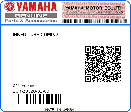 Product image: Yamaha - 2CR-23120-01-00 - INNER TUBE COMP.2 