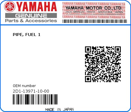 Product image: Yamaha - 2D1-13971-10-00 - PIPE, FUEL 1 