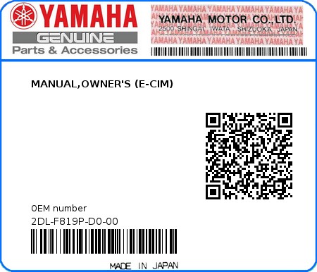 Product image: Yamaha - 2DL-F819P-D0-00 - MANUAL,OWNER'S (E-CIM) 