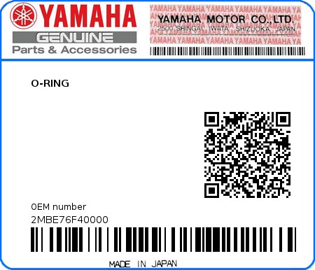 Product image: Yamaha - 2MBE76F40000 - O-RING  0