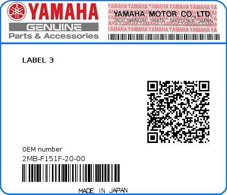 Product image: Yamaha - 2MB-F151F-20-00 - LABEL 3  0