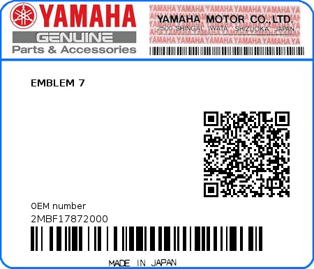 Product image: Yamaha - 2MBF17872000 - EMBLEM 7  0