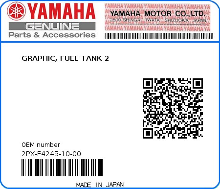 Product image: Yamaha - 2PX-F4245-10-00 - GRAPHIC, FUEL TANK 2 