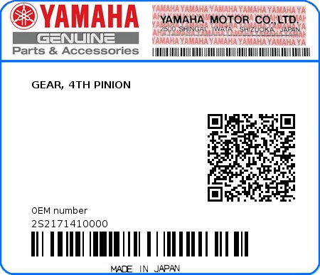 Product image: Yamaha - 2S2171410000 - GEAR, 4TH PINION  0