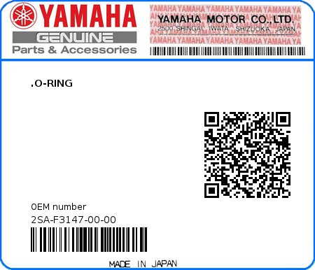 Product image: Yamaha - 2SA-F3147-00-00 - .O-RING  0