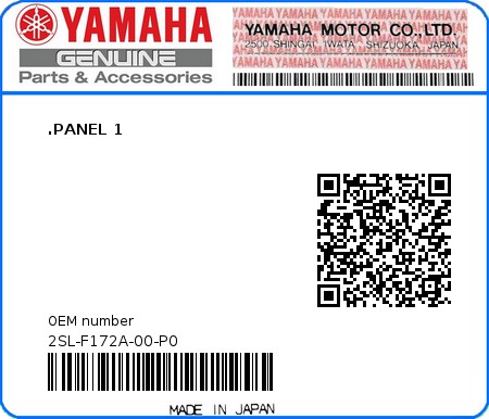 Product image: Yamaha - 2SL-F172A-00-P0 - .PANEL 1 