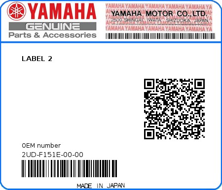 Product image: Yamaha - 2UD-F151E-00-00 - LABEL 2  0