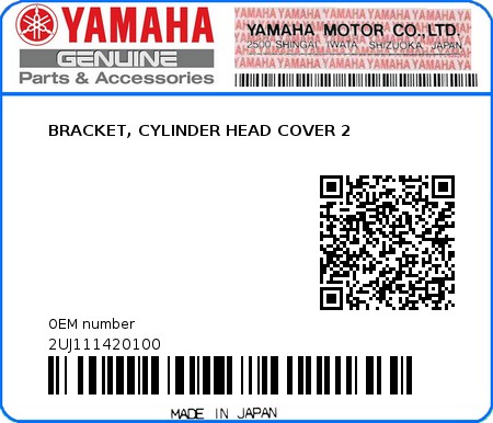 Product image: Yamaha - 2UJ111420100 - BRACKET, CYLINDER HEAD COVER 2 