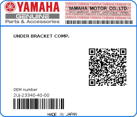 Product image: Yamaha - 2UJ-23340-40-00 - UNDER BRACKET COMP. 