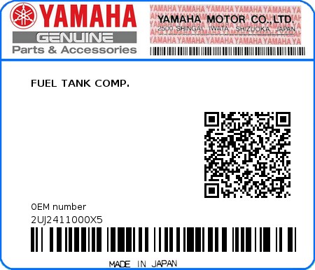 Product image: Yamaha - 2UJ2411000X5 - FUEL TANK COMP. 