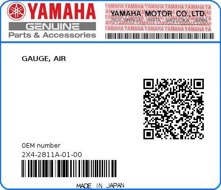 Product image: Yamaha - 2X4-2811A-01-00 - GAUGE, AIR  0