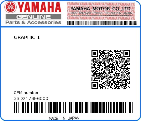 Product image: Yamaha - 33D2173E6000 - GRAPHIC 1 