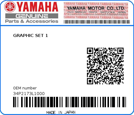 Product image: Yamaha - 34P2173L1000 - GRAPHIC SET 1 