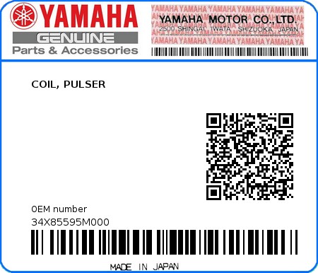 Product image: Yamaha - 34X85595M000 - COIL, PULSER 