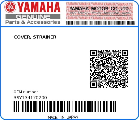 Product image: Yamaha - 36Y134170200 - COVER, STRAINER  0