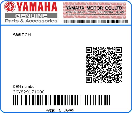 Product image: Yamaha - 36Y829171000 - SWITCH 