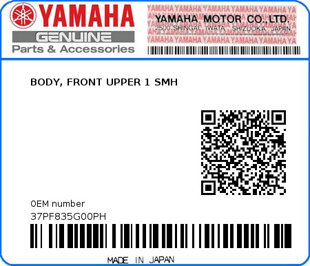 Product image: Yamaha - 37PF835G00PH - BODY, FRONT UPPER 1 SMH  0