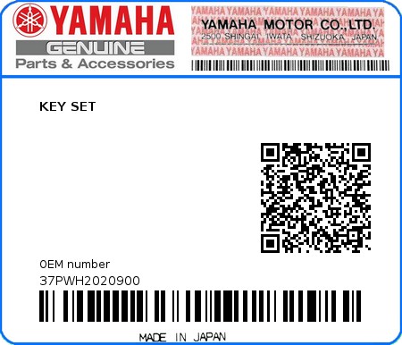 Product image: Yamaha - 37PWH2020900 - KEY SET  0