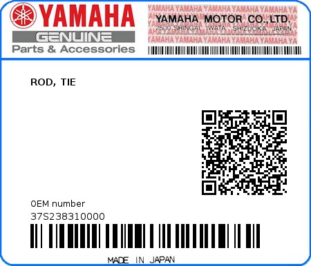 Product image: Yamaha - 37S238310000 - ROD, TIE  0