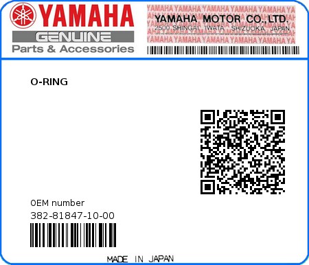 Product image: Yamaha - 382-81847-10-00 - O-RING  0