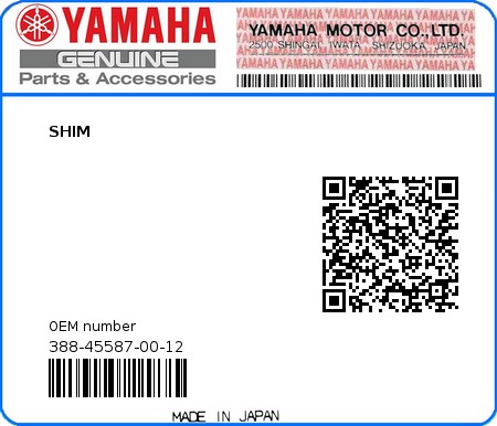 Product image: Yamaha - 388-45587-00-12 - SHIM 