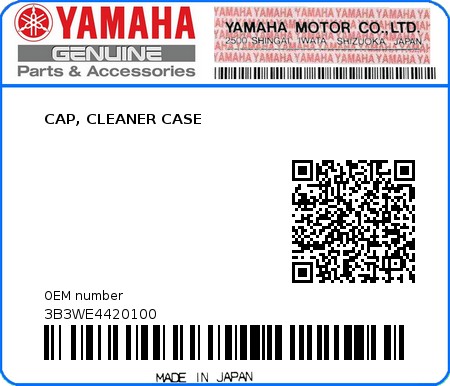 Product image: Yamaha - 3B3WE4420100 - CAP, CLEANER CASE  0
