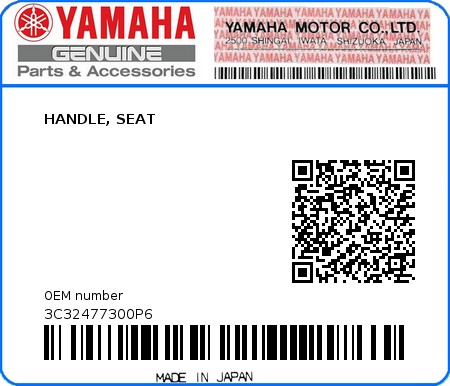 Product image: Yamaha - 3C32477300P6 - HANDLE, SEAT  0