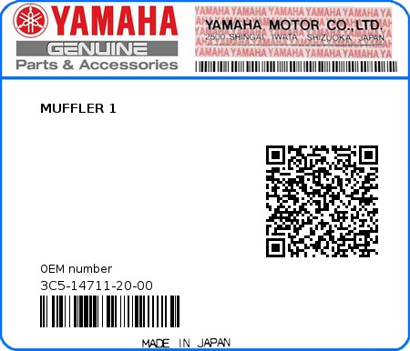 Product image: Yamaha - 3C5-14711-20-00 - MUFFLER 1 