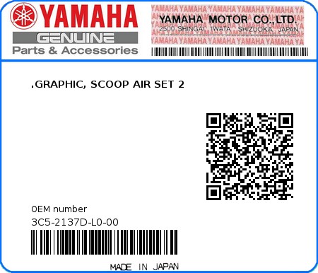 Product image: Yamaha - 3C5-2137D-L0-00 - .GRAPHIC, SCOOP AIR SET 2 