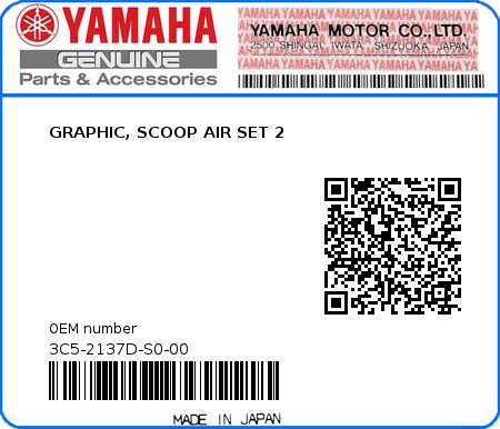 Product image: Yamaha - 3C5-2137D-S0-00 - GRAPHIC, SCOOP AIR SET 2 