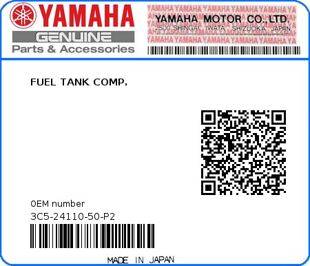 Product image: Yamaha - 3C5-24110-50-P2 - FUEL TANK COMP. 