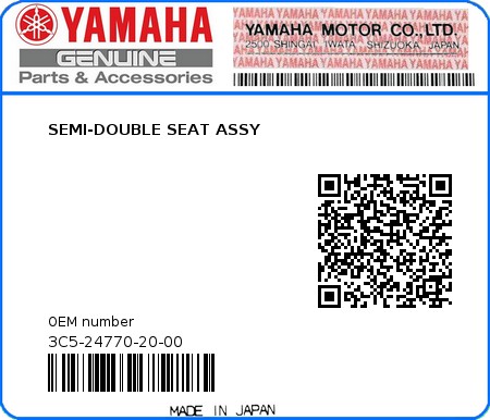 Product image: Yamaha - 3C5-24770-20-00 - SEMI-DOUBLE SEAT ASSY 