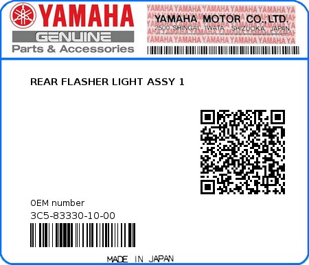 Product image: Yamaha - 3C5-83330-10-00 - REAR FLASHER LIGHT ASSY 1  0