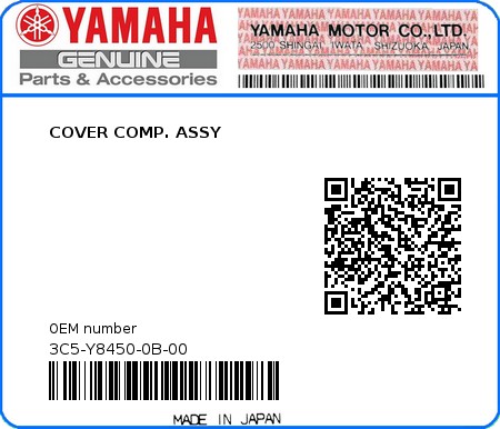 Product image: Yamaha - 3C5-Y8450-0B-00 - COVER COMP. ASSY 