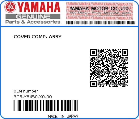 Product image: Yamaha - 3C5-Y8450-X0-00 - COVER COMP. ASSY 