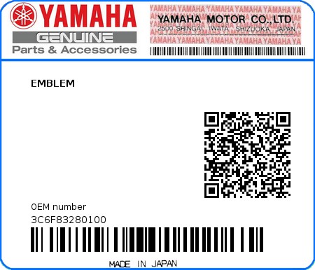 Product image: Yamaha - 3C6F83280100 - EMBLEM  0