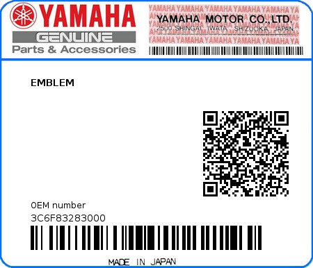 Product image: Yamaha - 3C6F83283000 - EMBLEM  0