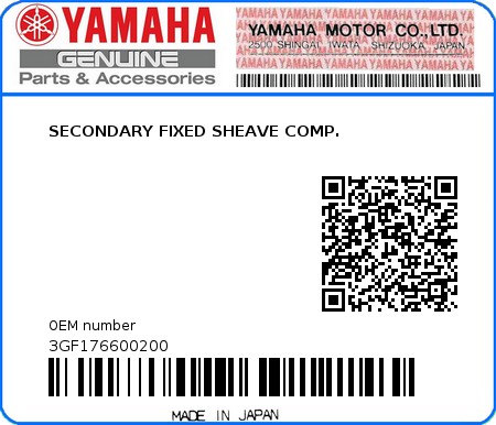 Product image: Yamaha - 3GF176600200 - SECONDARY FIXED SHEAVE COMP.  0