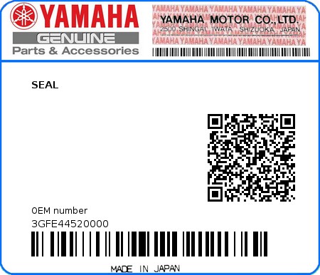 Product image: Yamaha - 3GFE44520000 - SEAL  0