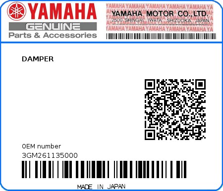 Product image: Yamaha - 3GM261135000 - DAMPER  0