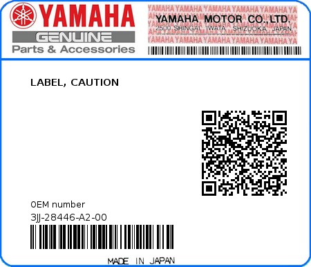 Product image: Yamaha - 3JJ-28446-A2-00 - LABEL, CAUTION 