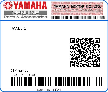 Product image: Yamaha - 3UX1441L0100 - PANEL 1   0