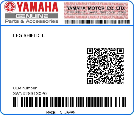 Product image: Yamaha - 3WNX283130P0 - LEG SHIELD 1 