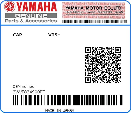 Product image: Yamaha - 3WVF834900PT - CAP                  VRSH  0