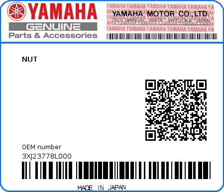 Product image: Yamaha - 3XJ23778L000 - NUT 