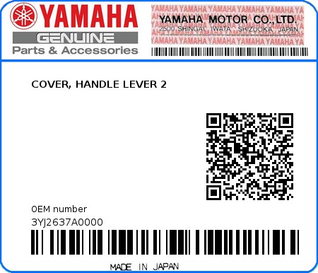 Product image: Yamaha - 3YJ2637A0000 - COVER, HANDLE LEVER 2  0