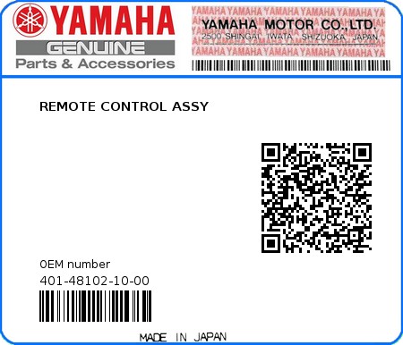 Product image: Yamaha - 401-48102-10-00 - REMOTE CONTROL ASSY  0